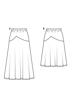 Pattern Skirt of a flared silhouette on a shaped yoke (Burda 2/2017, pattern number 6468 B)