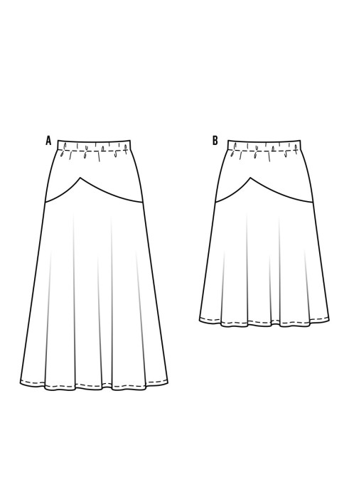 Pattern Skirt of a flared silhouette on a shaped yoke (Burda 2/2017, pattern number 6468 B)