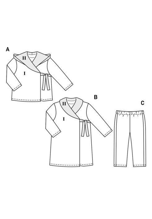 Выкройка Полупальто трикотажное с запахом и капюшоном (Burda 2/2019, № выкройки 9311 A)