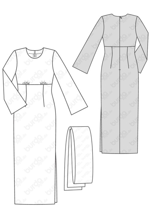 Pattern Empire maxi dress with wide sleeves (Burda 2/2018, pattern no. 6365 B)