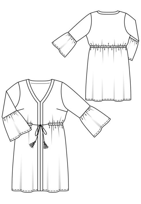 Pattern Dress with a fitted cut with a cord-tie (Burda 7/2018, pattern number 122 B)