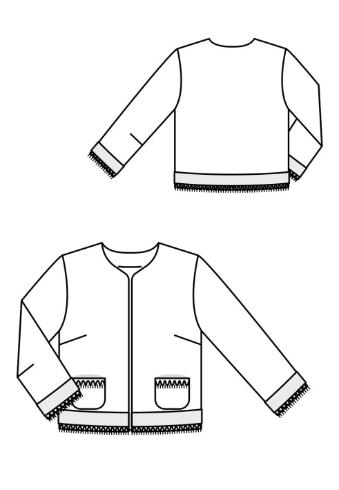 Викрійка Жакет короткий прямого крою без коміра (Burda 10/2020, № викрійки 110 A)