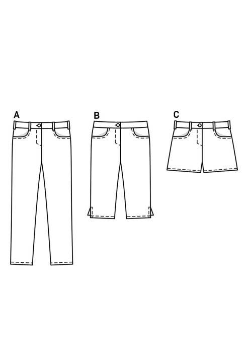 Викрійка Брюки капрі з розрізами у бокових швах (Burda 1/2017, № викрійки 9368 B)