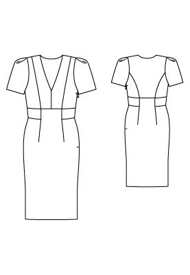 Pattern A cut-off dress with short flared sleeves (Burda 8/2012, pattern number 102)