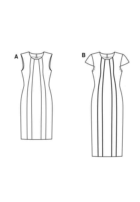 Midi length sheath dress pattern (Burda 1/2017, pattern number 6510 B)