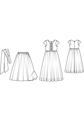 Pattern Dress with a petticoat and a wide bow belt (Burda 2/2011, pattern number 143)