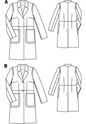 Выкройка Пальто отрезное однобортное (Burda 3/2011, № выкройки 123 B)