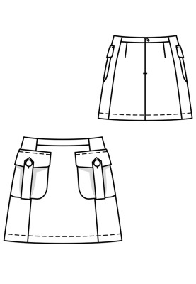 Викрійка Спідниця А-силуету з накладними кишенями (Burda 8/2018, № викрійки 104)