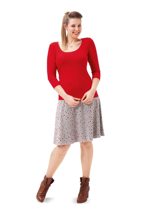 Pattern Knitted skirt with asymmetric yoke (Burda 2/2015, pattern number 6717 B)