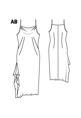 Выкройка Платье из шелкового крепа на бретелях (Burda 4/2012, № выкройки 128 B)