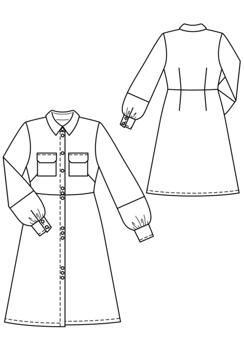 Pattern A cutaway dress with an A-silhouette skirt (Burda 10/2018, pattern number 104)