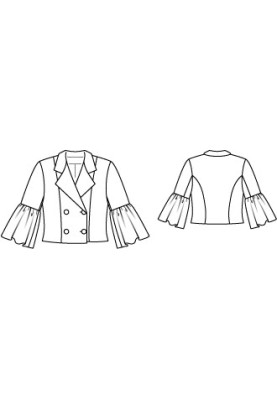 Pattern Short double-breasted jacket with frills on the sleeves (Burda 12/2012, pattern number 101)