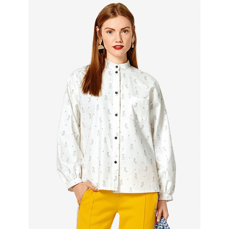 Pattern Blouse-shirt with...