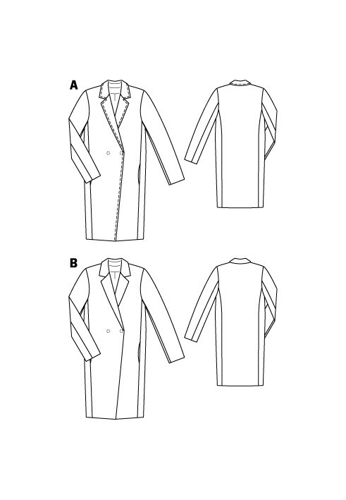 Pattern Double-breasted coat with button fastening (Burda 8/2012, pattern number 101 B)