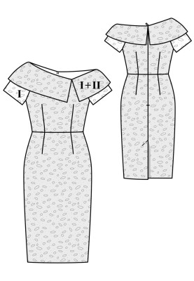 Pattern Sheath dress with a wide collar (Burda 4/2019, pattern number 118)