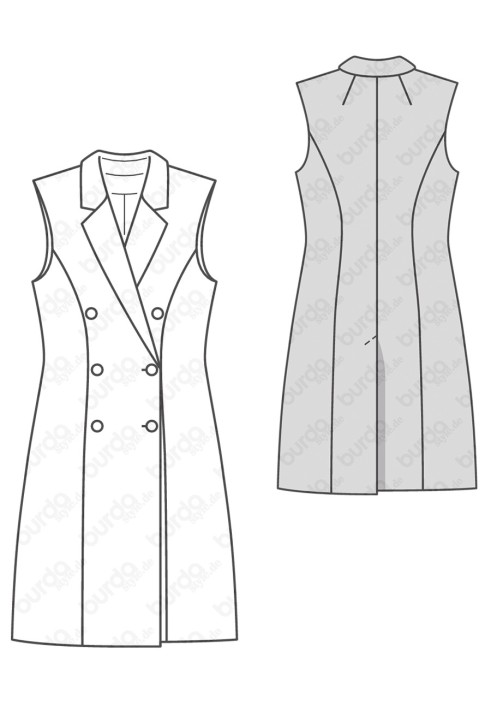 Pattern Vest long fitted silhouette (Burda 2/2018, pattern number 6380 A)