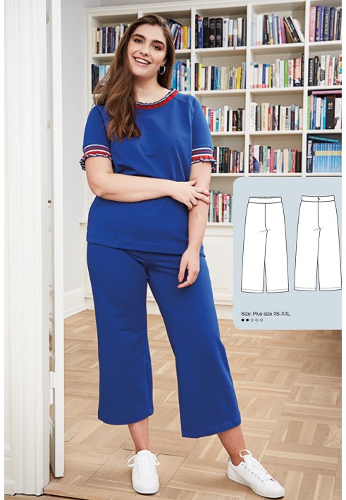 Pattern Straight-cut knitted trousers (I love to sew 1/2019, pattern number 117)