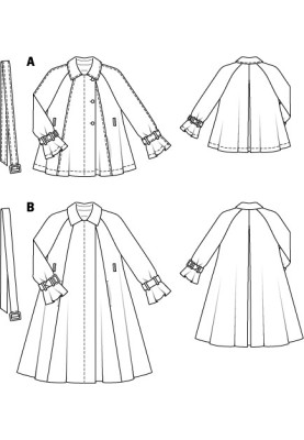 Pattern Trenchcoat short flared silhouette (Burda 8/2011, pattern number 124 A)