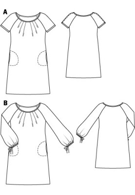 Викрійка Сукня батистова з довгими пишними рукавами реглан (Burda 4/2011, № викрійки 135 B)