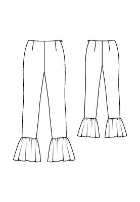 Pattern Pants of a narrow cut with frills on the lower edge (Burda 8/2011, pattern number 115)