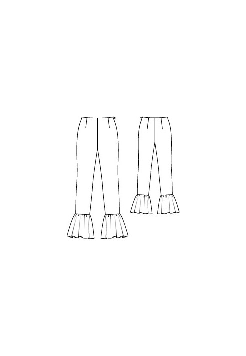 Pattern Pants of a narrow cut with frills on the lower edge (Burda 8/2011, pattern number 115)