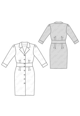 Pattern Shirt dress with a wide sewn-in belt (Burda 1/2018, pattern number 6440 B)