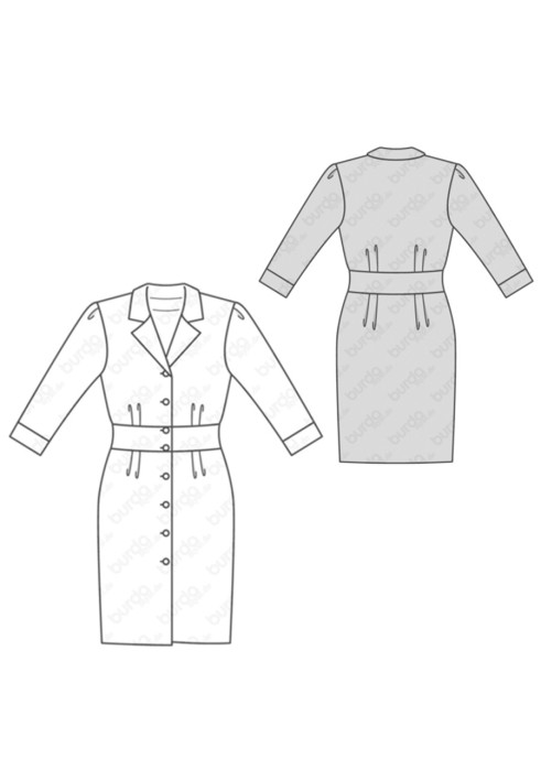 Pattern Shirt dress with a wide sewn-in belt (Burda 1/2018, pattern number 6440 B)