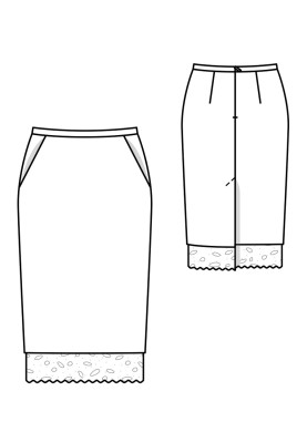 Pattern Pencil skirt with lace on the bottom edge (Burda 11/2019, pattern number 109)