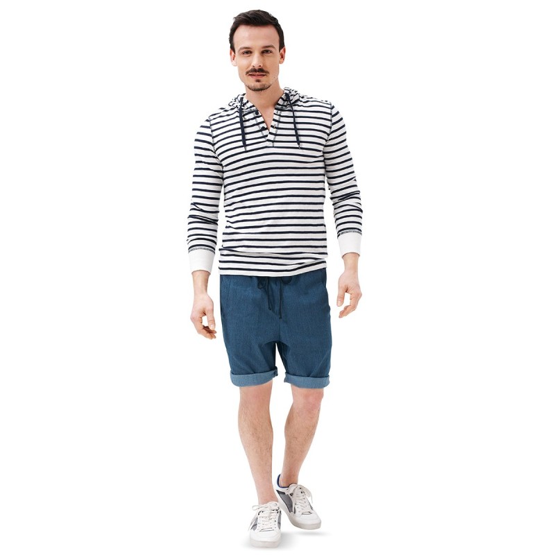 Pattern Denim shorts with...