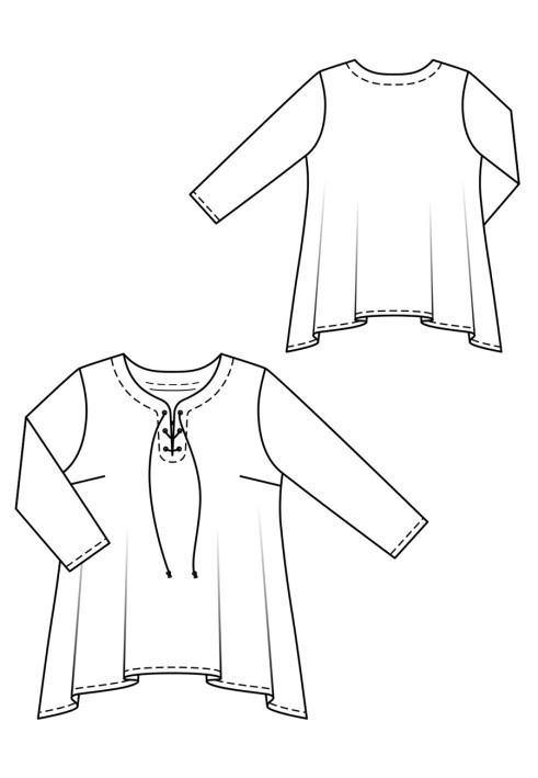 Pattern Pullover of a flared silhouette with a shaped bottom (Burda 2/2020, pattern number 123 A)