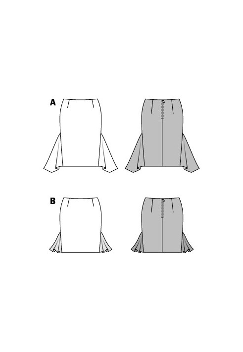 Выкройка Юбка комбинированная с клиньями годе (Burda 2/2015, № выкройки 6734 B)