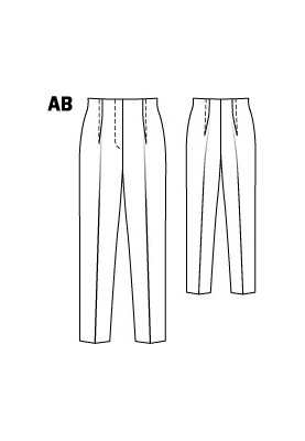 Pattern Pants with a high fit and outward folds (Burda 12/2010, pattern number 108 B)