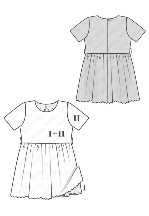 Pattern Dress with gathered skirt and short sleeves (Burda 1/2017, pattern number 9363 A)