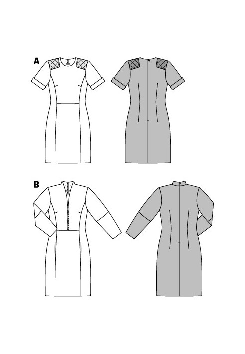 Pattern Dress of a fitted silhouette with leather inserts (Burda 2/2014, pattern number 6832 A)