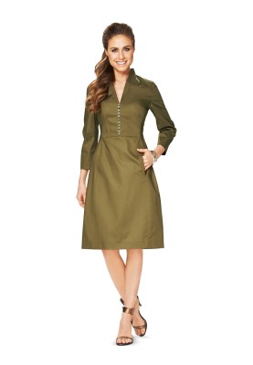 Pattern Dress of a fitted silhouette with leather inserts (Burda 2/2014, pattern number 6832 A)