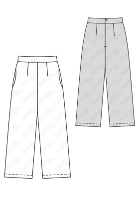 Pattern Straight-cut trousers with in-seam pockets (Burda 1/2017, pattern no. 6516 C)