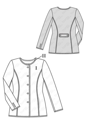 Pattern Bouclé jacket of a fitted silhouette without a collar (Burda 2/2017, pattern number 6465 B)