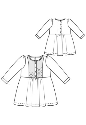 Pattern A cutaway dress with a quilted plastron (Burda 11/2016, pattern number 140)