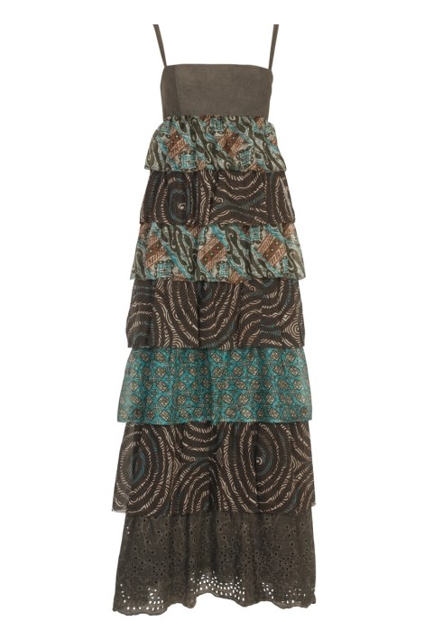 Pattern Strappy maxi dress with a cascade of frills (Burda 4/2011, pattern no. 110 A)