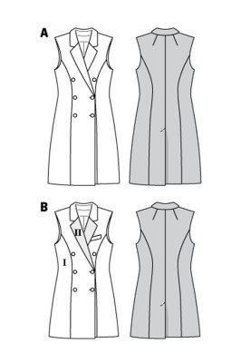 Pattern Double-breasted waistcoat of a fitted silhouette (Burda 2/2018, pattern number 6380 B)