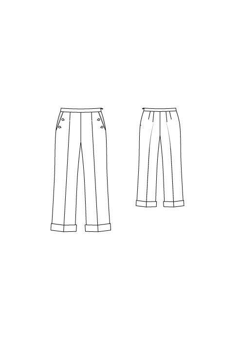 Pattern Pants of a classic cut with lapels (Burda 2/2010, pattern number 135 A)