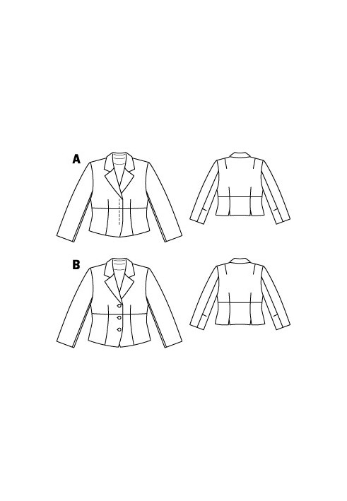 Викрійка Жакет короткий з рукавами 3/4 (Burda 2/2011, № викрійки 108 B)