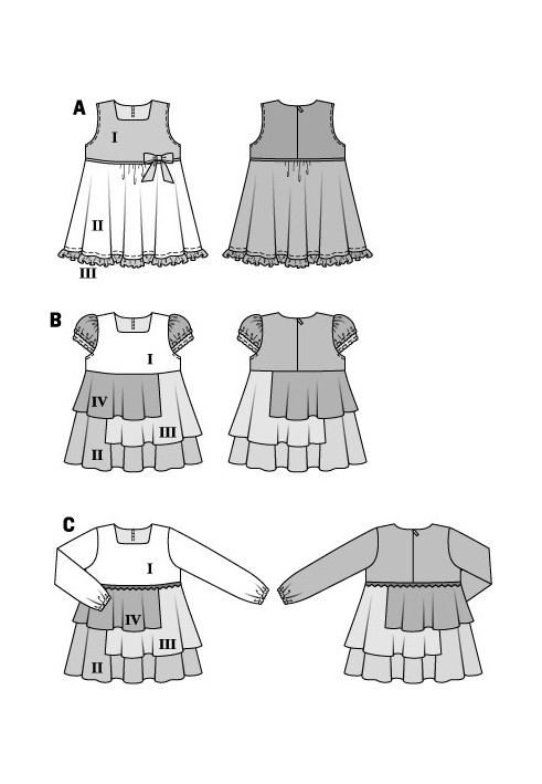 Pattern Empire dress with frills and bow (Burda 2/2015, pattern number 9401 A)