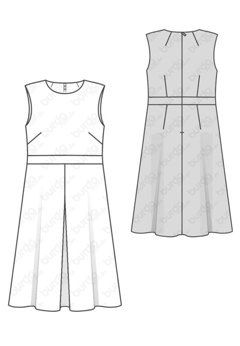 Pattern Dress cut-out with opposite fold on the skirt (Burda 2/2019, pattern number 6297 B)