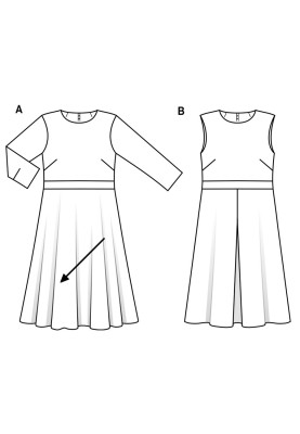 Pattern Dress cut-out with opposite fold on the skirt (Burda 2/2019, pattern number 6297 B)