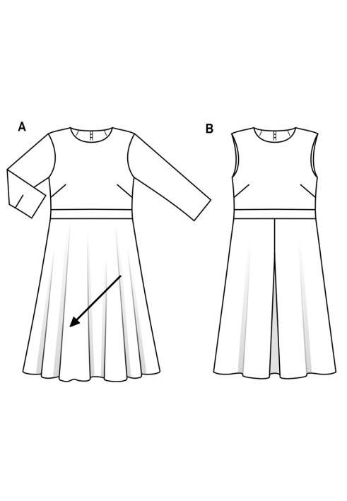 Pattern Dress cut-out with opposite fold on the skirt (Burda 2/2019, pattern number 6297 B)