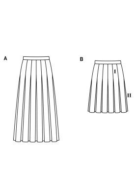 Pattern Pleated skirt made of two types of fabrics (Burda 2/2017, pattern number 6466 B)