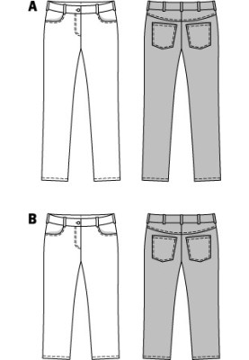 Выкройка Брюки из денима в джинсовом стиле (Burda 1/2014, № выкройки 6951 A)