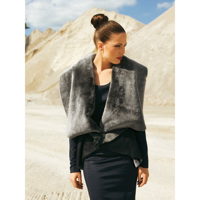 Pattern Sheepskin vest with...