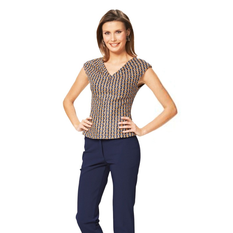 Pattern V-neck sleeveless...